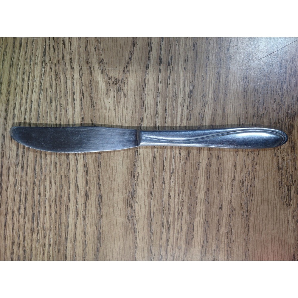 Montgomery Ward Stainless Japan Dinner Knife Vintage Scroll Wave Pattern MW